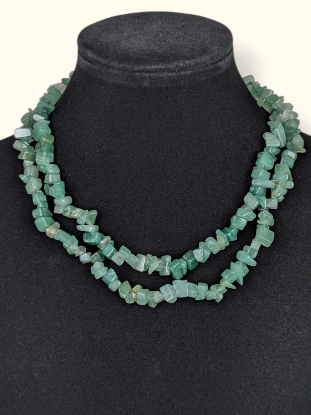 Green Aventurine Chip Beaded Infinity Necklace
